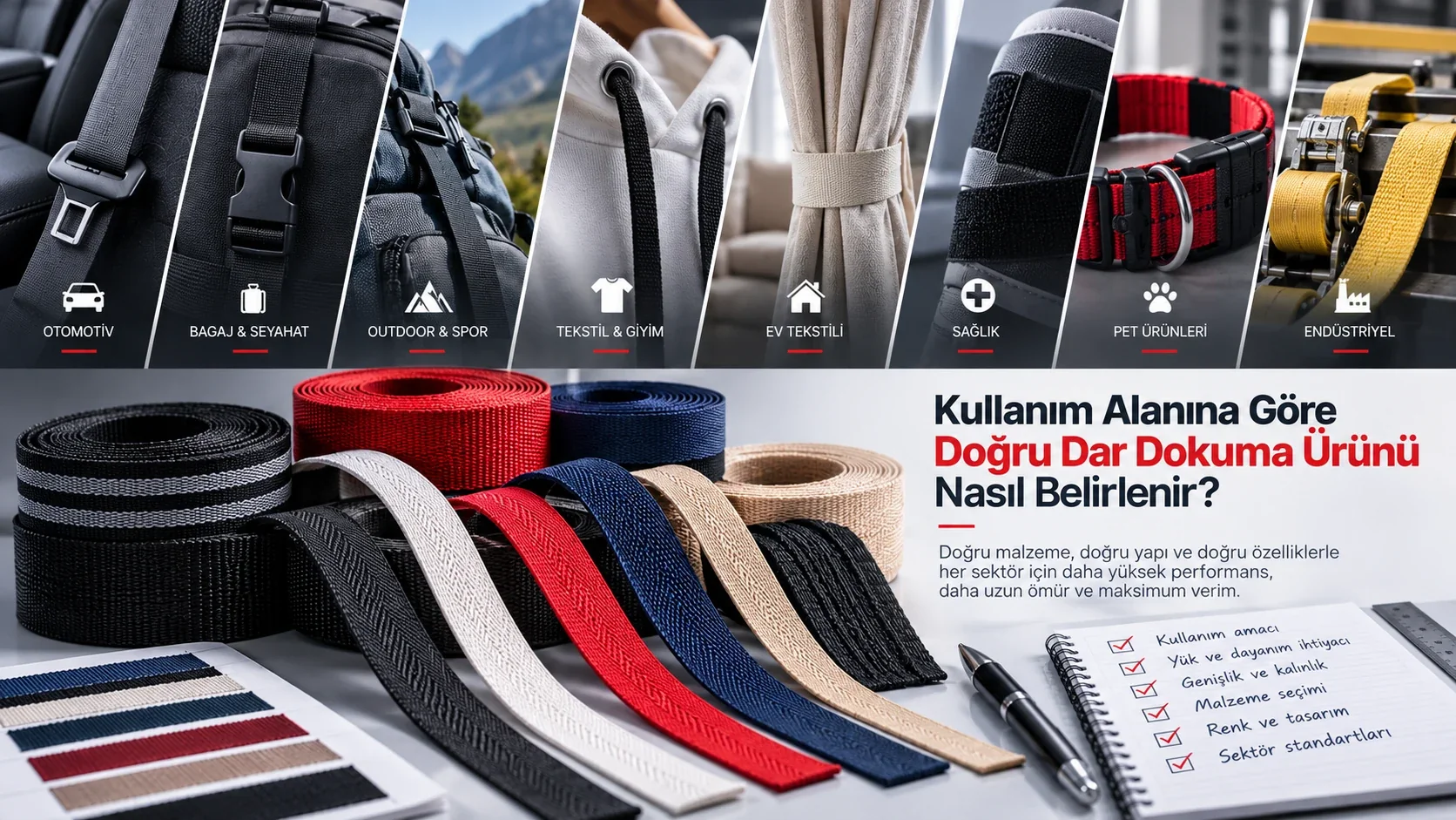 Kullanım alanına göre doğru dar dokuma ürünü seçimi